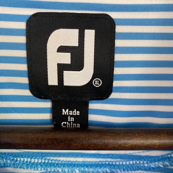 FootJoy Blue and White Striped Golf Polo - XL - Picture 4 of 4